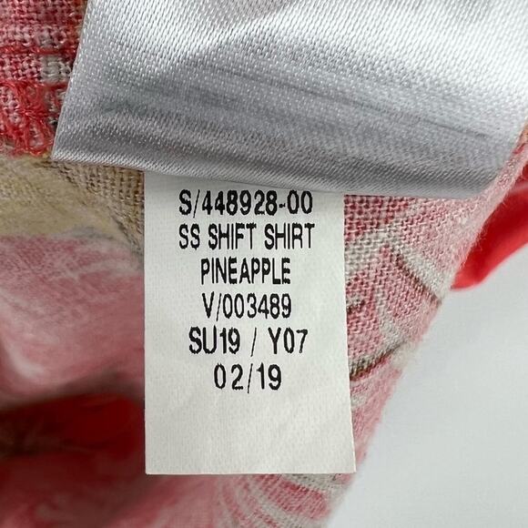 Old navy shirt dress women's M coral linen pineapple print short sleeve tropical - Picture 8 of 8